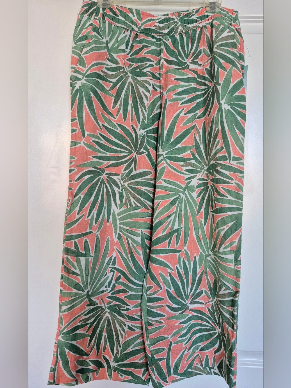 Sigrid Olsen Coral and Green Wide-Leg Pants